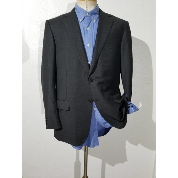 ERMENEGILDO ZEGNA WOOL Gray Black Houndstooth Coat Sport Jacket Blazer 52 42R